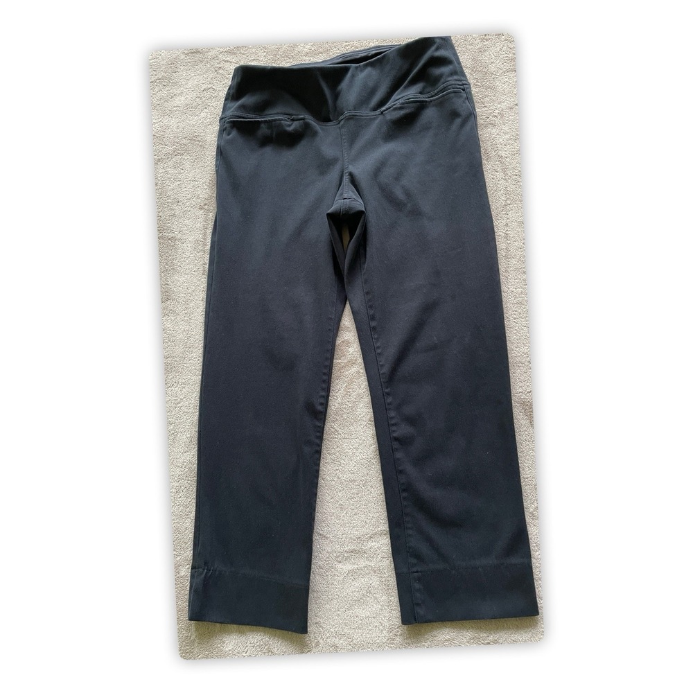 J. Jill Women's Size M Petite Black Elastic Waist Pull On Stretch Straight Leg
